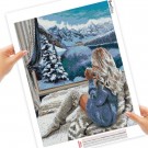 Diamond painting - Utsikt over vinterfjellet (blå) 40x50cm thumbnail