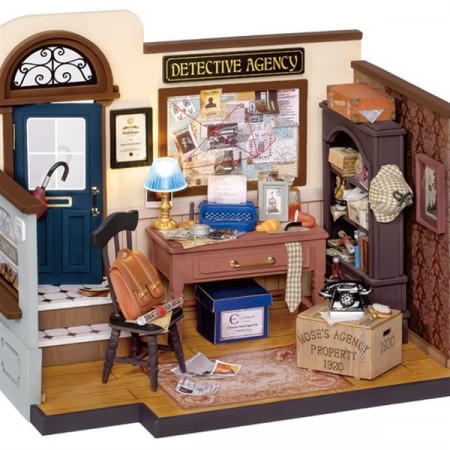 Detective agency - Byggesett m/ lys - DIY Miniature Room