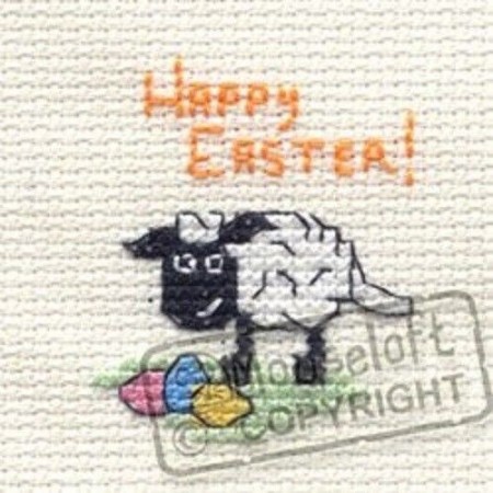 Mini korssting m/ kort & konvolutt - Happy Easter Lamb