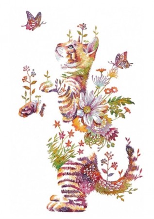 Diamond painting - Blomster katt 40x50cm