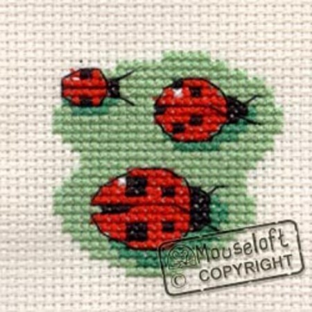 Mini korssting - Three ladybirds