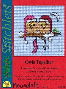 Mini korssting m/ kort & konvolutt - Owls Together