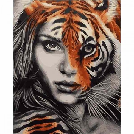 Paint by numbers - Menneske tiger 40x50cm