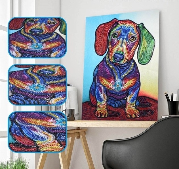 Diamond Painting Fargerik hund 30x40cm BRAOGBILLIG.NO Korssting