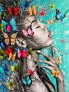 Paint by numbers - Kvinne og sommerfugler 40x50cm thumbnail