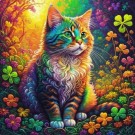 AB-Diamond painting - Katt med blomster 40x40cm thumbnail