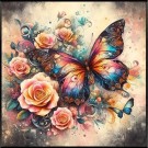 Diamond painting - Sommerfugl og roser 40x40cm thumbnail