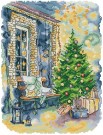 Korssting pakke - Christmas tree in front of the window 29x36cm (påtegnet) 14CT thumbnail