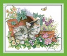 Korsstingpakke - Fire årstider katter- Sommer 39x33cm  thumbnail