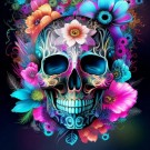 Diamond Painting - Colorful Skull 40x40cm thumbnail