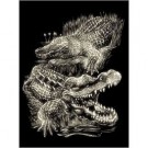 Skrape kunst - Krokodille motiv som lyser i mørke thumbnail