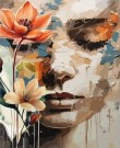 Paint by numbers - Ansikt og blomster 40x50cm thumbnail
