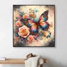 Diamond painting - Sommerfugl og roser 40x40cm thumbnail