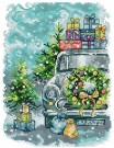 Korssting pakke - Christmas gift car 21x29cm (påtegnet) 14CT thumbnail