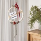 DIY Kit Makramè - Julekrans, Mosegrønn, Julerød, Råhvit thumbnail