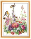 Broderipakke - Birds and Flowers 38x48cm (Påtegnet) thumbnail