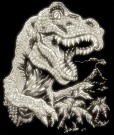 Skrape kunst - T-rex motiv som lyser i mørke thumbnail