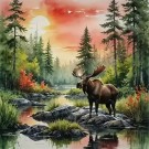 Diamond painting - elg ved bekken 50x50cm thumbnail