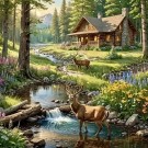 Diamond painting - Hytta ved bekken 50x50cm thumbnail