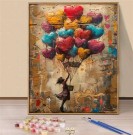 Paint by numbers - jente med ballonger 40x50cm thumbnail