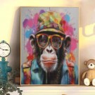 Diamond painting - Ape med hatt og briller 40x50 cm thumbnail