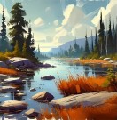 Paint by numbers - Naturskjønn høstdag 30x30cm thumbnail
