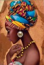 Korssting pakke - Kvinne med fargerik hodebekledning 38x48cm (påtegnet) 14CT thumbnail