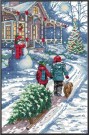 Korssting pakke - Jule snø 30x44cm (Påtegnet) thumbnail