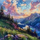 Paint by numbers - Fjellutsikt 30x30cm thumbnail