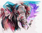 Paint By Numbers - Elefant og fugl 40x50cm thumbnail