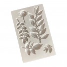 Stor silikonform - Rose med blader og grener thumbnail