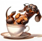 Paint by numbers - Dachshund i tekopp 30x30cm thumbnail