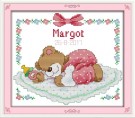 Korssting pakke - Sleeping baby bear (rosa) 25x20cm. thumbnail