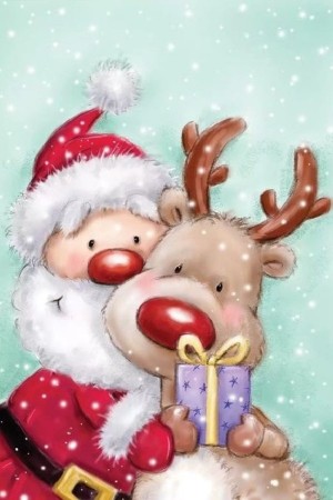 Diamond painting - Nisse og Rudolf 30x40cm (Rund eller firkantet diamant)
