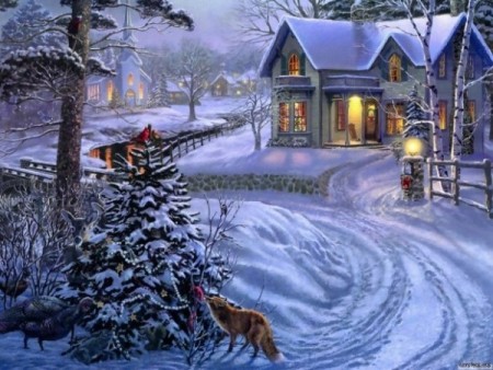 Diamond painting - Vinter i bygda 40x50 cm