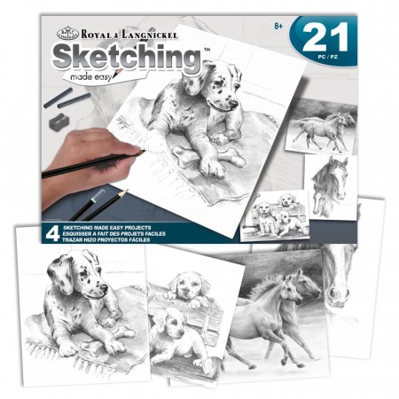 Sketching sett 4 projekter - Hund og Hest
