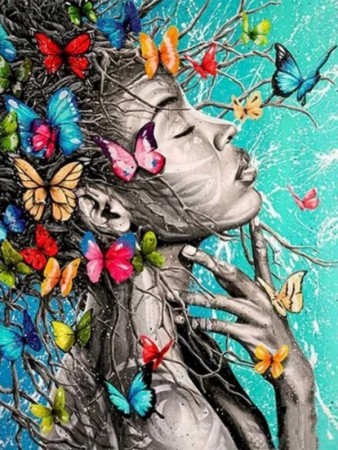 Paint by numbers - Kvinne og sommerfugler 40x50cm