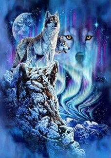 Diamond painting - Ulver - blå 40x50 cm