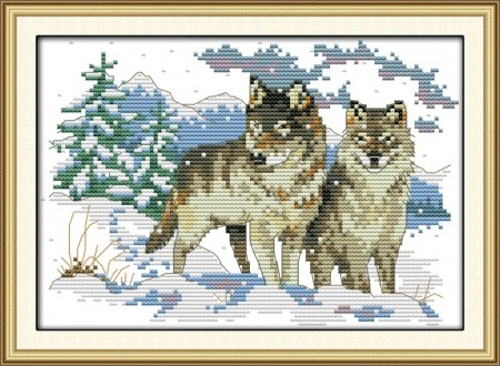Korssting pakke - Wolf pup 26x18cm