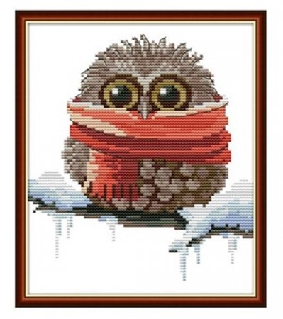 Korssting pakke - Winter Owl 19x22cm (Påtegnet)