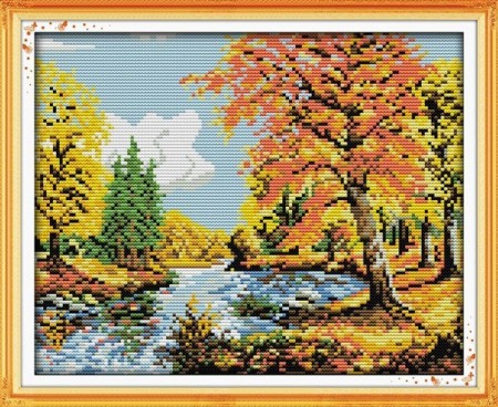 Korssting pakke - Høst landskap 40x34cm (Påtegnet)