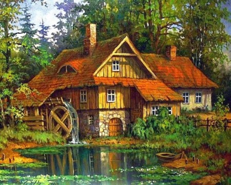 Diamond painting - Gammel mølle 40x50 cm