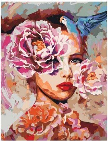 Paint By Numbers - Kvinne og blomster 40x50cm
