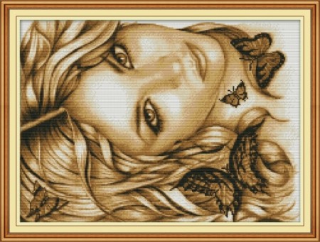 Korssting pakke - Beauty and butterfly 48x36 cm