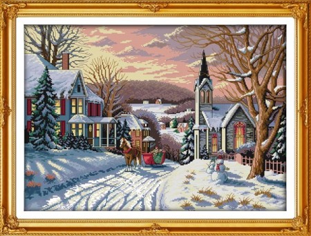 Korssting pakke - Snølandskap 58x44cm