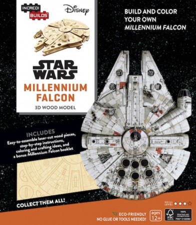 Star Wars byggesett i tre med bok - Millenium Falcon 3/4