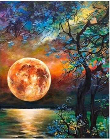 Diamond painting  - Smukt måne landskap 40x50 cm