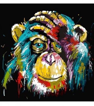 Diamond painting - Fargerik ape 40x40 cm
