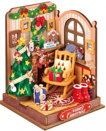 DIY Miniature Room - Byggesett - Christmas fireplace