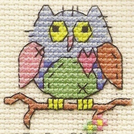 Mini korssting - Patchwork owl